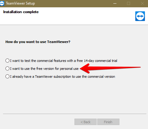 Elegir el tipo de TeamViewer