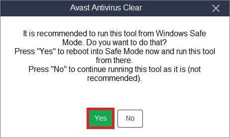 Decir sí a la indicación del modo seguro de Windows